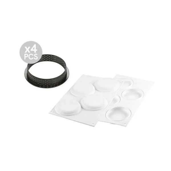 Kit Moule Silicone 4 Tartelettes Ø 100mm Silikomart Professional 4