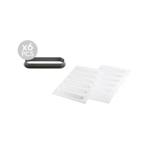 Kit Moule Silicone 6 Tartelettes Oblong 14,6 Cm Silikomart Professional 21