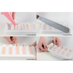 Moule à Glace Silicone 10 Barres Arrondies Avec Bâtonnets SilikoMart 8