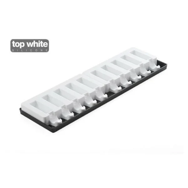 Moule à Glace Silicone 10 Barres Arrondies Avec Bâtonnets SilikoMart 1