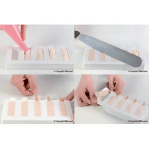 Moule à Glace Silicone 10 Barres Rectangles Avec Bâtonnets SilikoMart 10