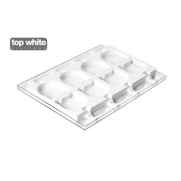 Moule à Glace Silicone Chat 8 Empreintes Avec Bâtonnets SilikoMart 1