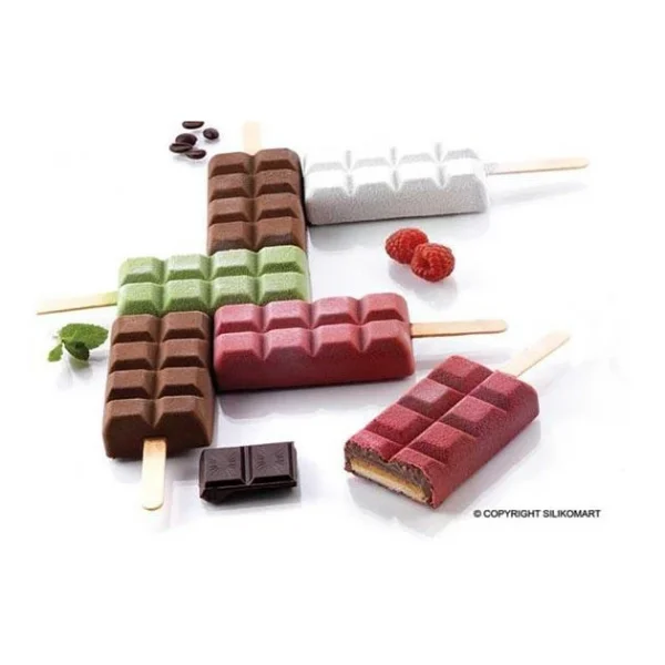 Moule à Glace Silicone Choco 12 Empreintes Avec Bâtonnets SilikoMart 3