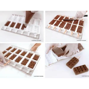 Moule à Glace Silicone Choco 12 Empreintes Avec Bâtonnets SilikoMart 10