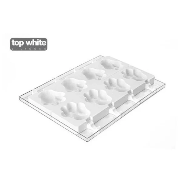 Moule à Glace Silicone Patte 8 Empreintes Avec Bâtonnets SilikoMart 1