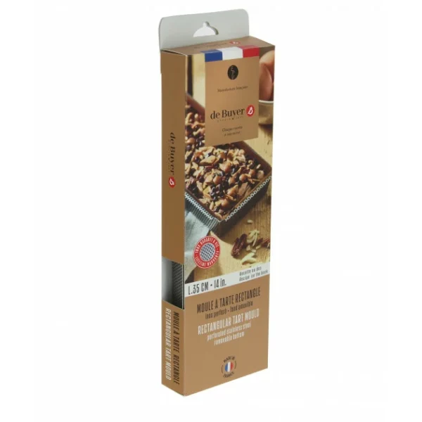 Moule à Tarte Rectangulaire Inox Perforé Amovible 35 X 10 Cm X H 3,5 Cm De Buyer 5