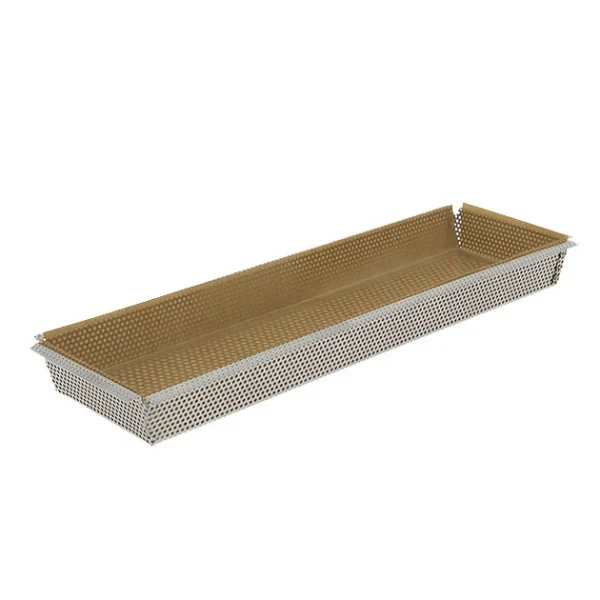 Moule à Tarte Rectangulaire Inox Perforé Amovible 35 X 10 Cm X H 3,5 Cm De Buyer 1