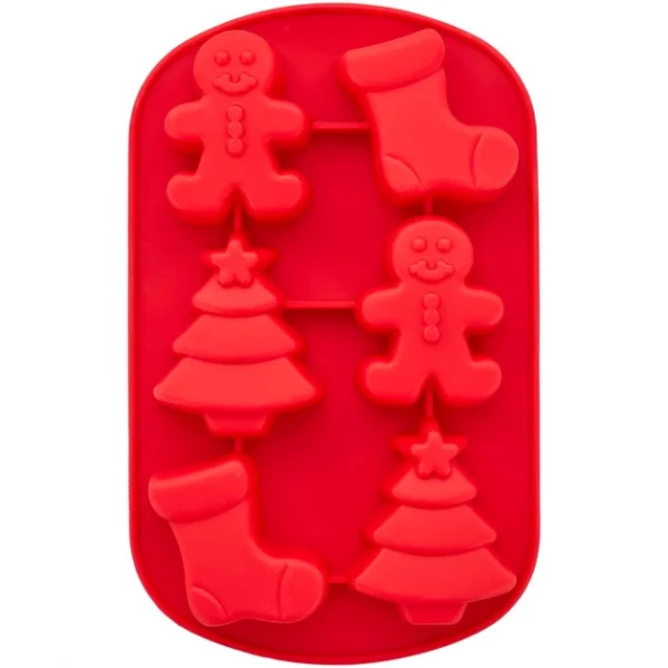 Moule En Silicone Sapin De Noël, Pain D’Epice Et Chaussette De Noël 6 Empreintes Wilton 1