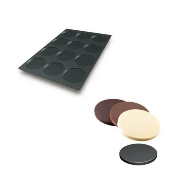 Moule Silicone 12 Fonds De Tarte Biscuit Ø12 X 1 Cm 112ml SilikoMart Professional 1