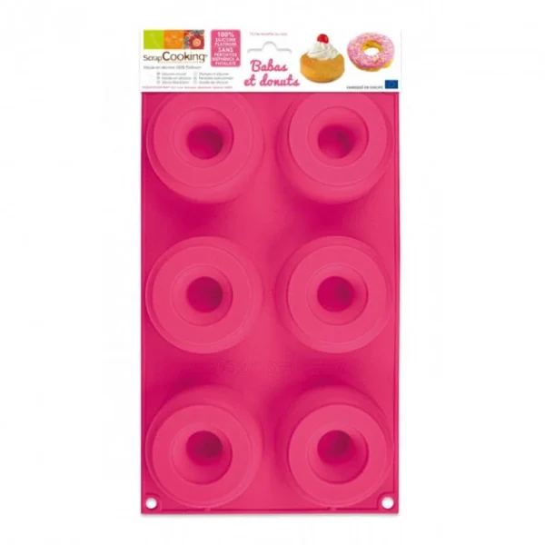 Moule Silicone 6 Donuts Ou Babas Ø7,5 X2,8 Cm Scrapcooking 1