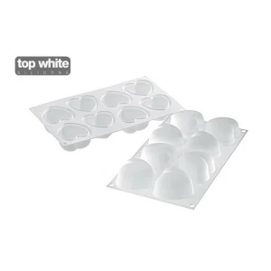 Moule Silicone 8 Coeurs Bombés 6,35 X 6,5 Cm 100ml SilikoMart Professional 9