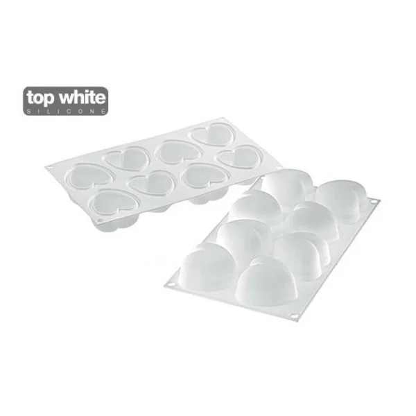 Moule Silicone 8 Coeurs Bombés 6,35 X 6,5 Cm 100ml SilikoMart Professional 4