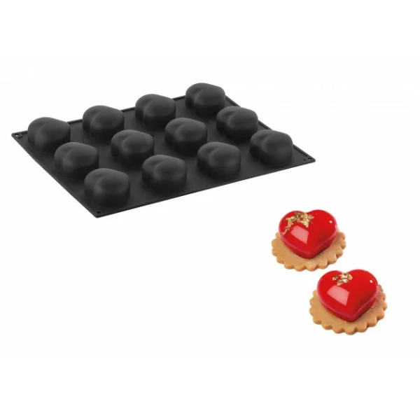 Moule Silicone Coeur Passion 7,1 X 6,6 Cm X H 3,8 Cm (x12) Pavoflex 1